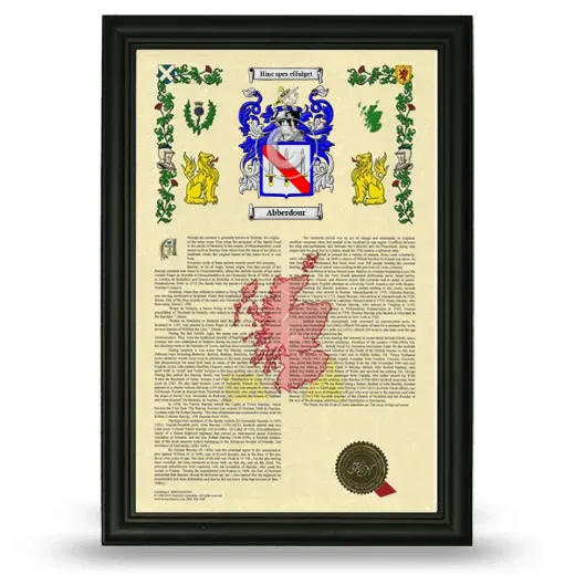 Abberdour Armorial History Framed - Black