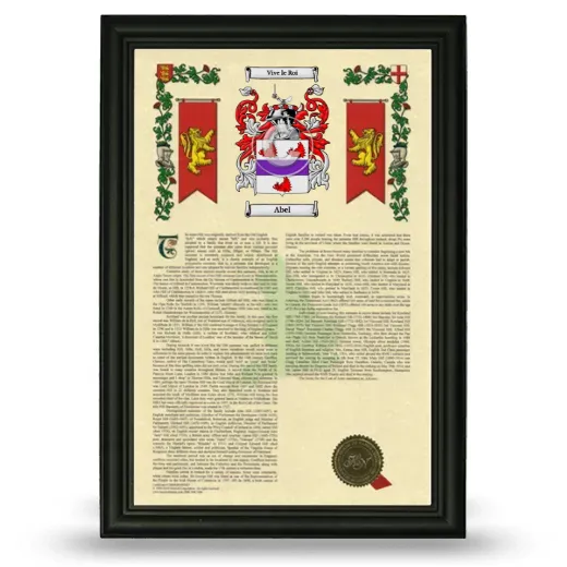 Abel Armorial History Framed - Black