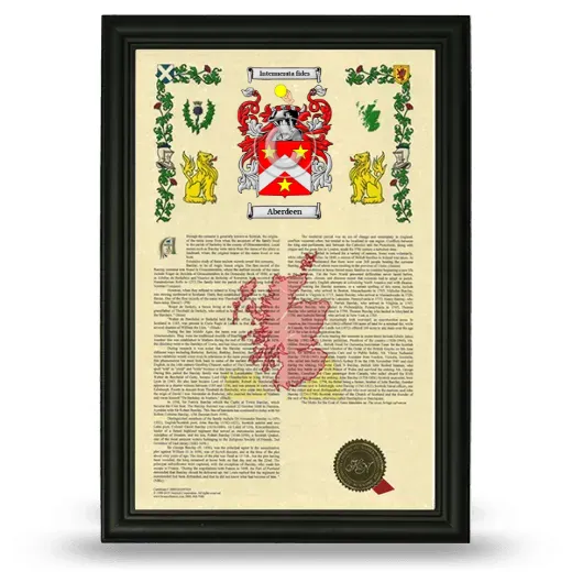 Aberdeen Armorial History Framed - Black