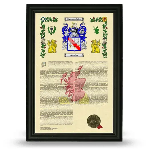 Aberder Armorial History Framed - Black