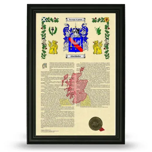 Aberkirder Armorial History Framed - Black