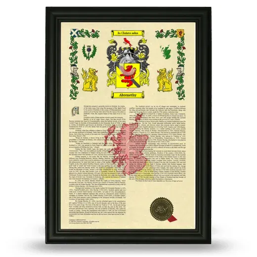 Abrenethy Armorial History Framed - Black