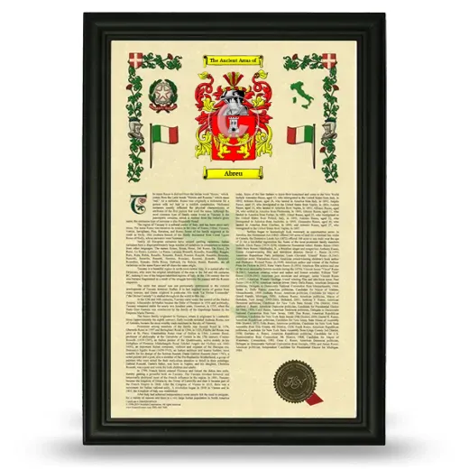 Abreu Armorial History Framed - Black