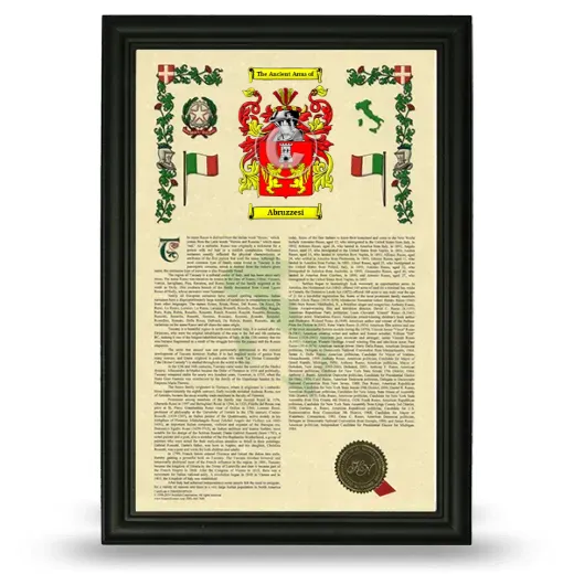 Abruzzesi Armorial History Framed - Black
