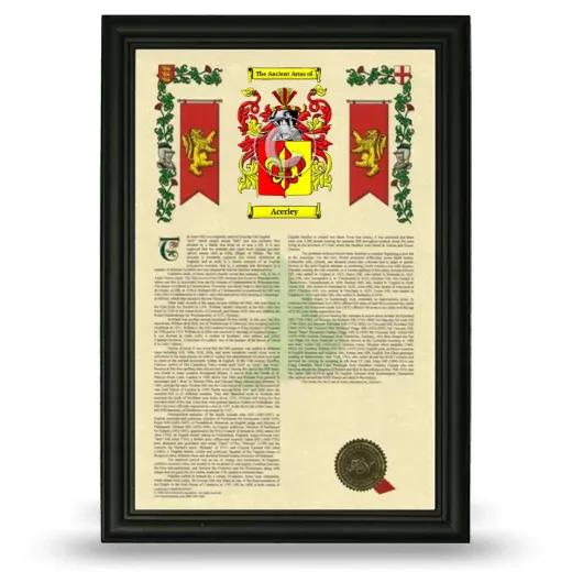 Acerley Armorial History Framed - Black