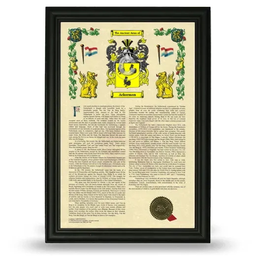 Ackarman Armorial History Framed - Black