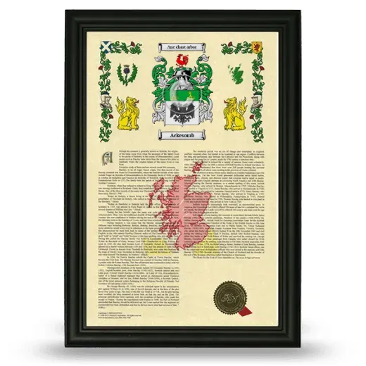 Ackesomb Armorial History Framed - Black