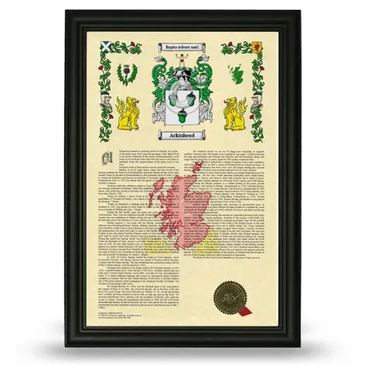 Ackinhead Armorial History Framed - Black