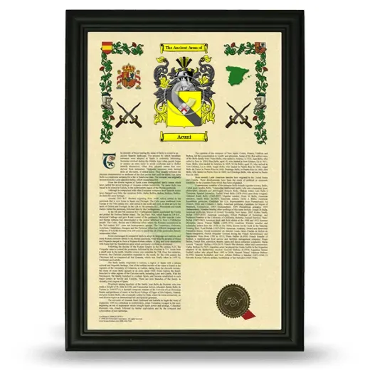 Acuni Armorial History Framed - Black
