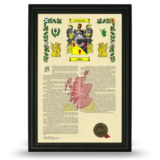 Adare Armorial History Framed - Black