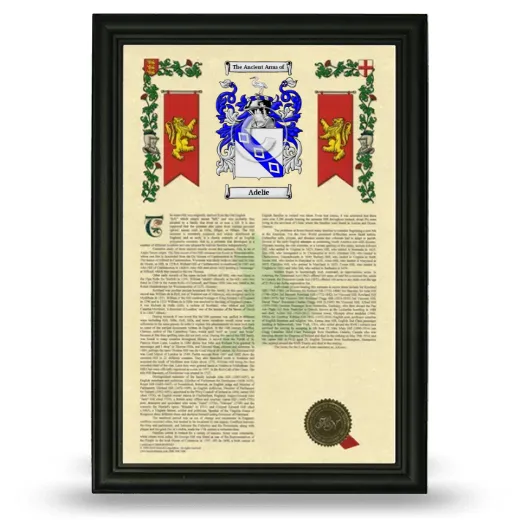 Adelie Armorial History Framed - Black