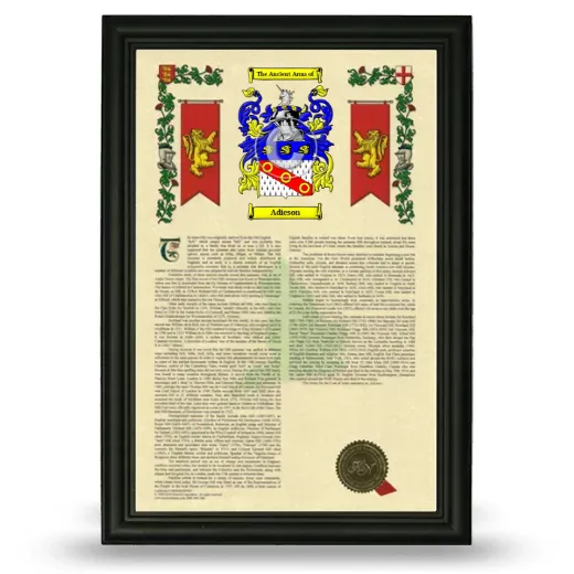 Adieson Armorial History Framed - Black
