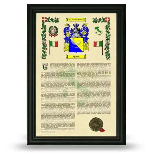 Aglioti Armorial History Framed - Black