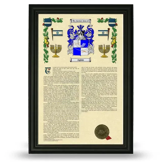 Agron Armorial History Framed - Black