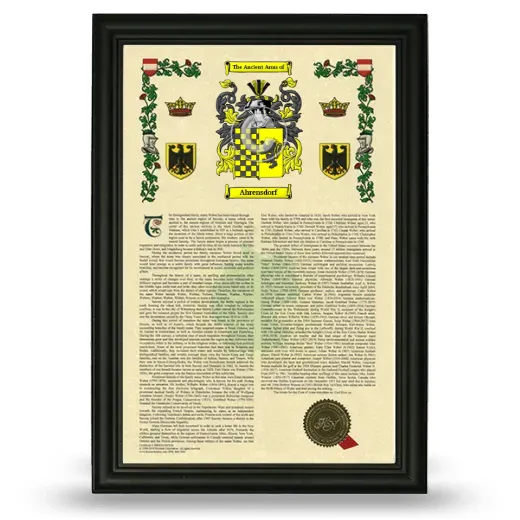 Ahrensdorf Armorial History Framed - Black