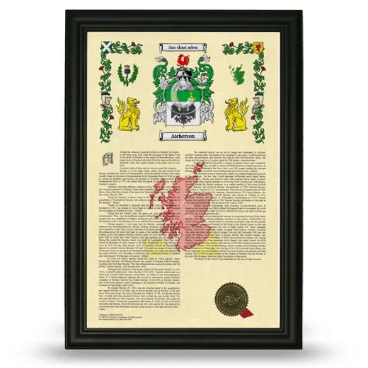 Aicherson Armorial History Framed - Black