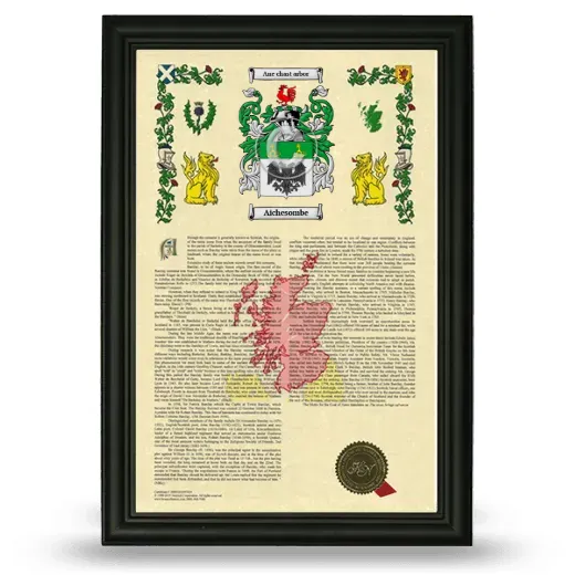 Aichesombe Armorial History Framed - Black