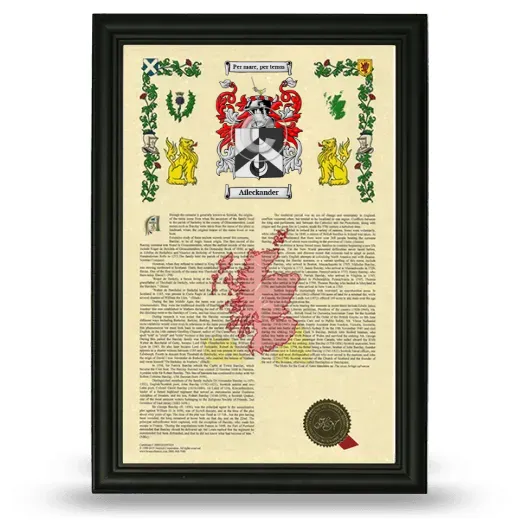 Aileckander Armorial History Framed - Black