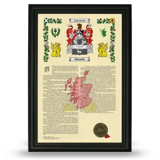 Ailysombe Armorial History Framed - Black