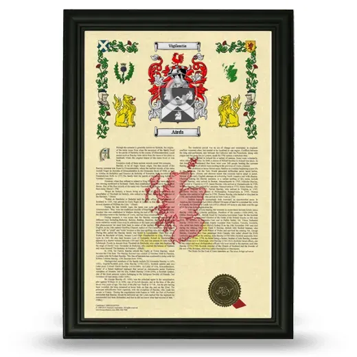 Airds Armorial History Framed - Black