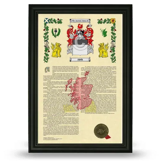 Airth Armorial History Framed - Black