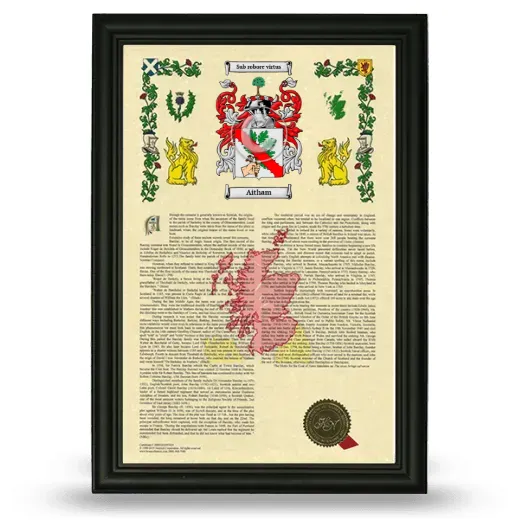 Aitham Armorial History Framed - Black