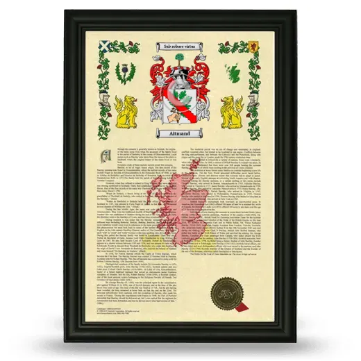 Aitmand Armorial History Framed - Black