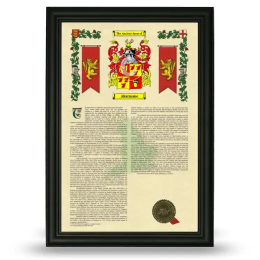 Akarmane Armorial History Framed - Black