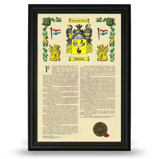 Akkerman Armorial History Framed - Black