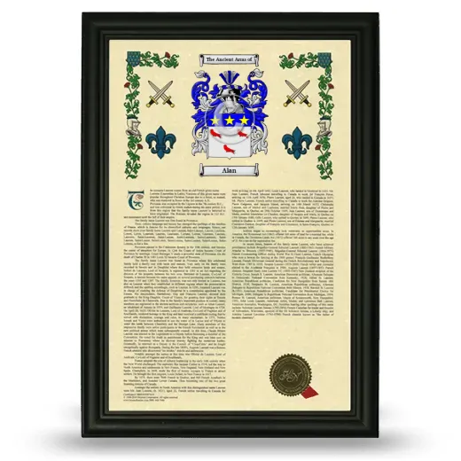 Alan Armorial History Framed - Black