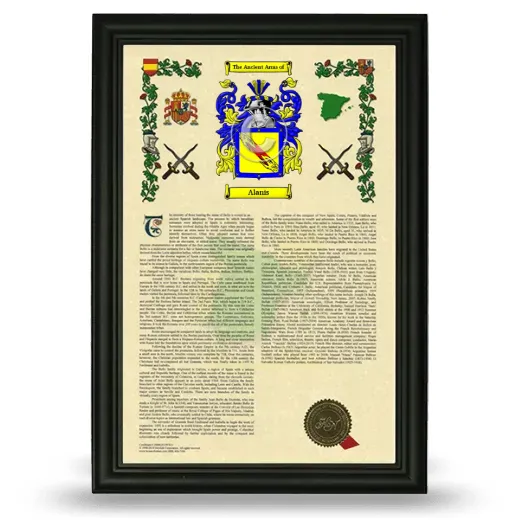 Alanis Armorial History Framed - Black