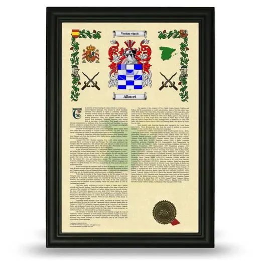 Albaret Armorial History Framed - Black