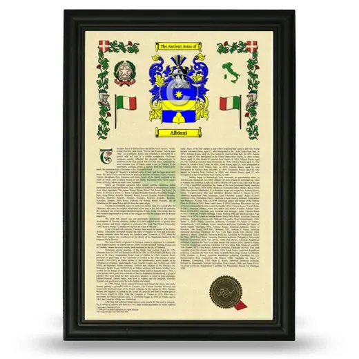 Albiani Armorial History Framed - Black