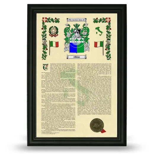 Albino Armorial History Framed - Black