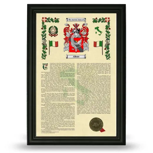 Albore Armorial History Framed - Black
