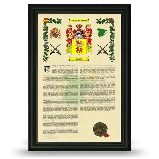 Aldan Armorial History Framed - Black