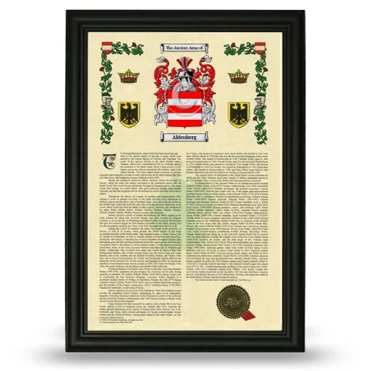 Aldenberg Armorial History Framed - Black