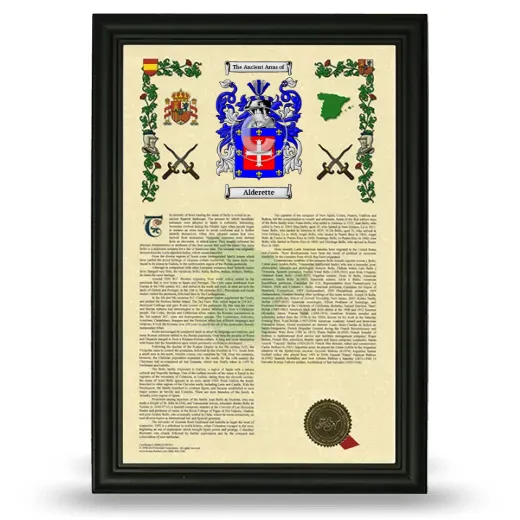 Alderette Armorial History Framed - Black