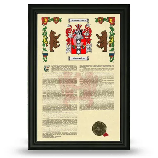 Aleksandrev Armorial History Framed - Black