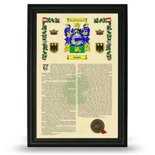 Alemán Armorial History Framed - Black