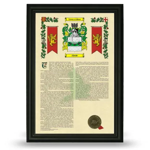 Alenie Armorial History Framed - Black