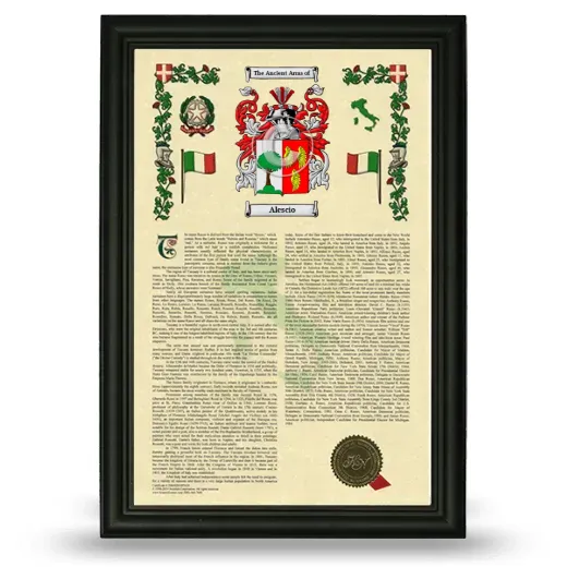 Alescio Armorial History Framed - Black