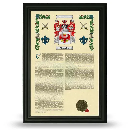 Alexandres Armorial History Framed - Black