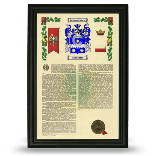 Alexandres Armorial History Framed - Black