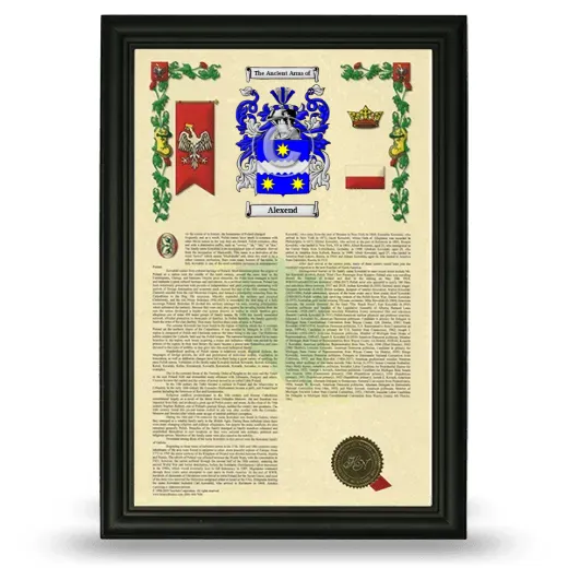 Alexend Armorial History Framed - Black