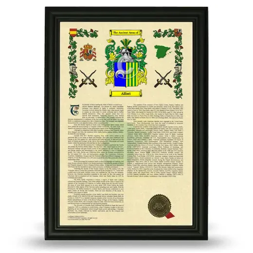 Alfari Armorial History Framed - Black