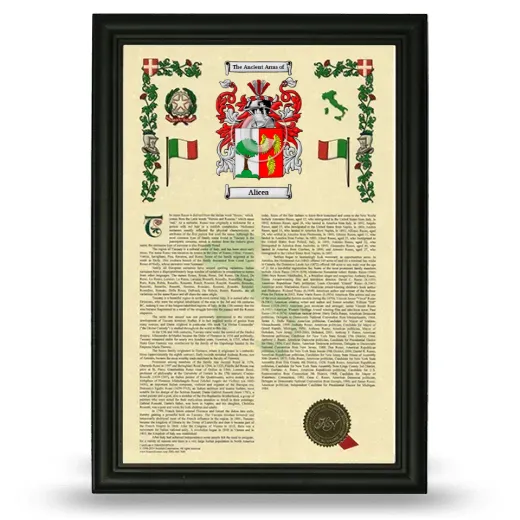 Alicea Armorial History Framed - Black