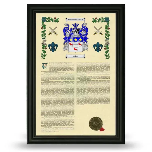 Alins Armorial History Framed - Black