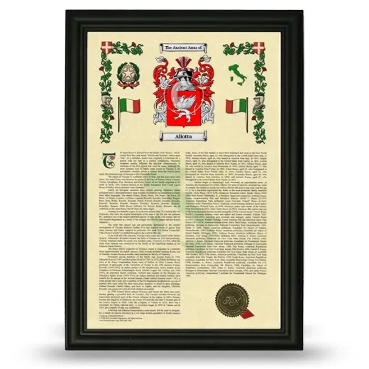 Aliotta Armorial History Framed - Black