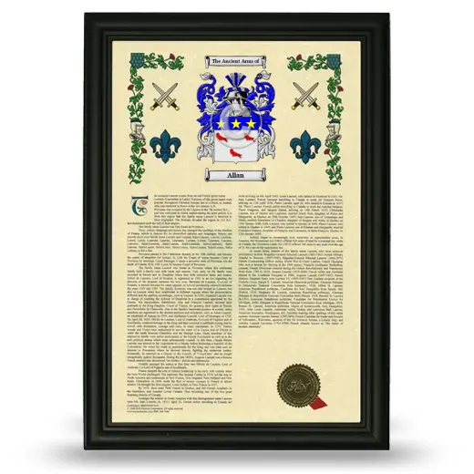 Allan Armorial History Framed - Black